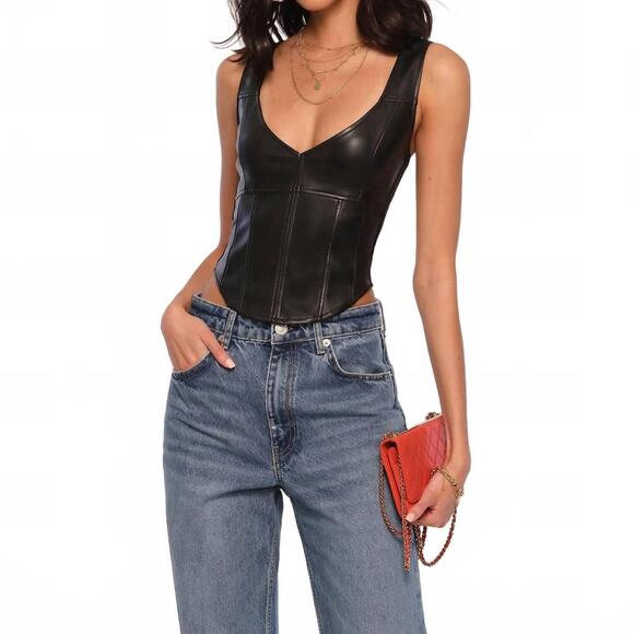 HEARTLOOM Tops - NEW HEARTLOOM halo faux leather tank top in black